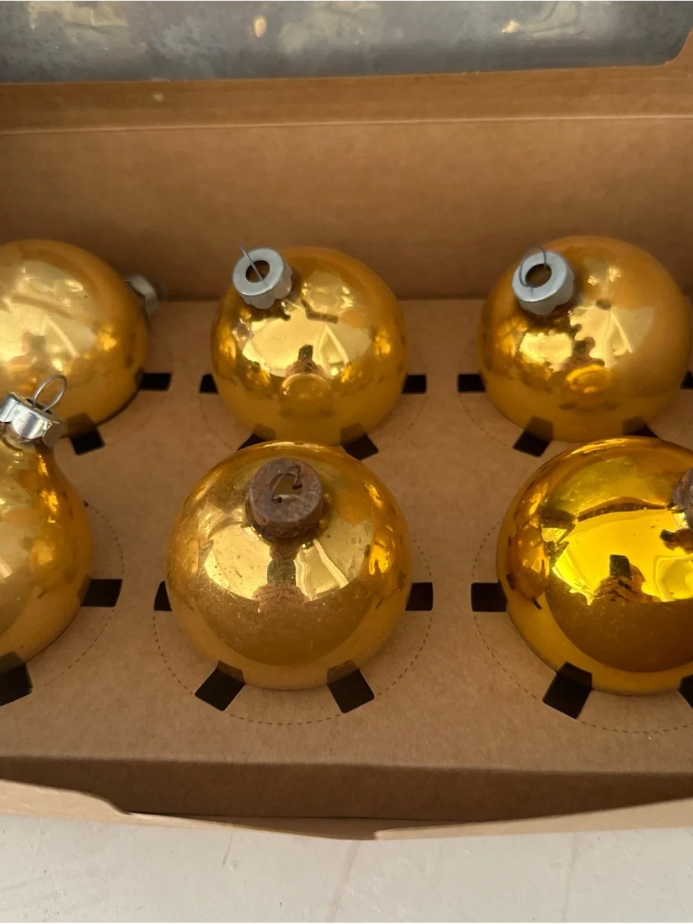 12 vintage Mercury glass ornaments gold silver
